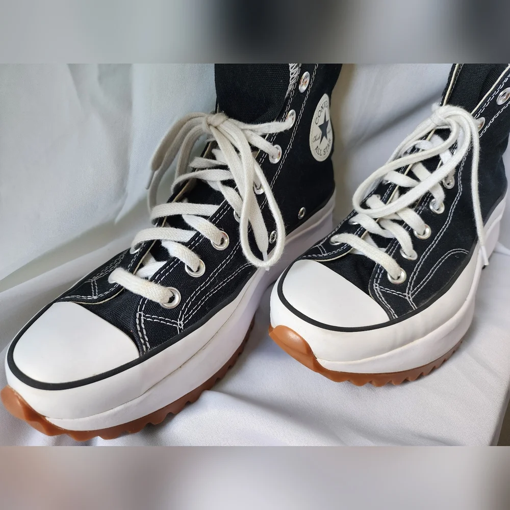 Converse Run Star Hike High Top Sneakers Black White Gum